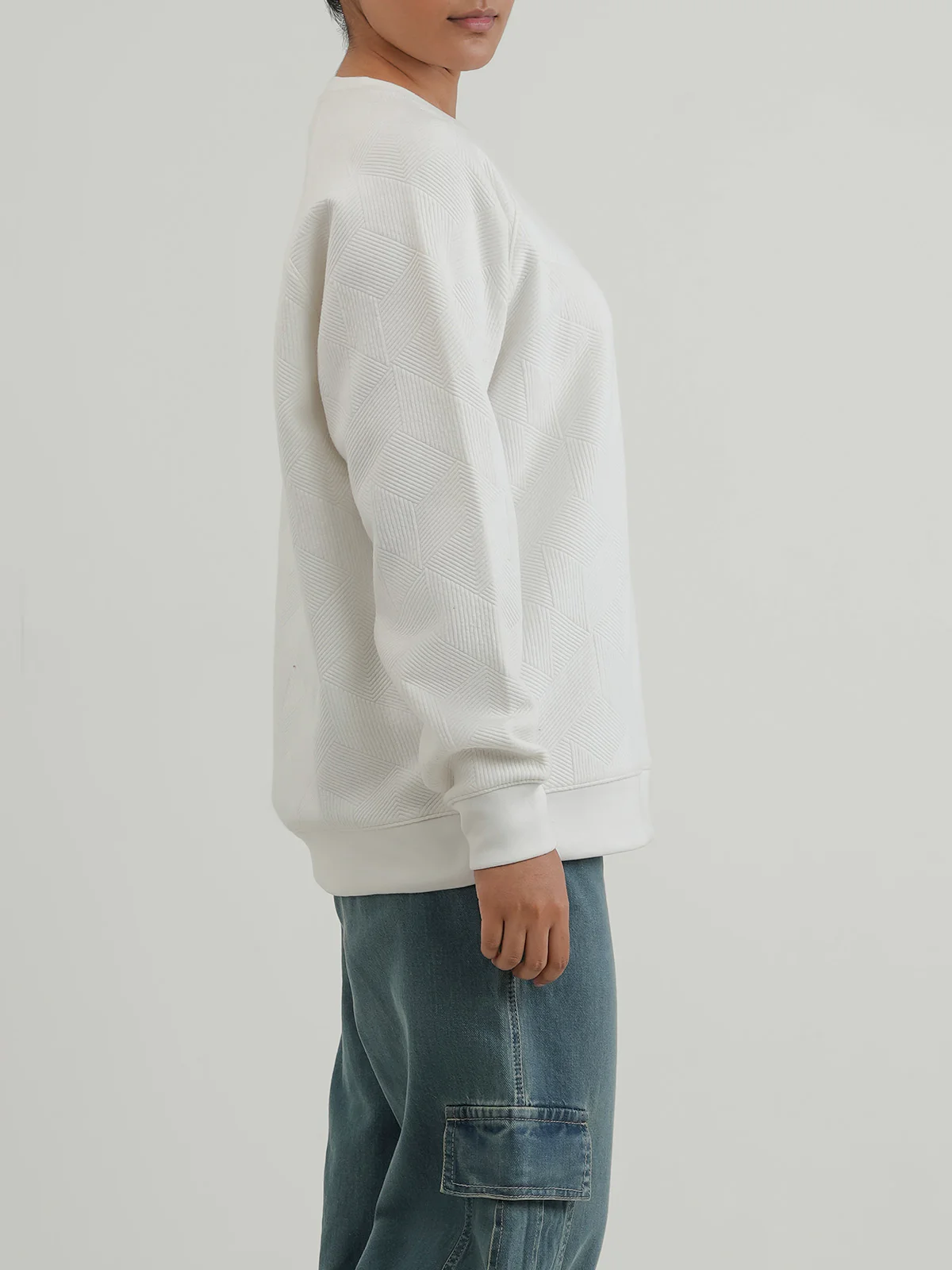 "DEMETER" Basics Textured Fleece Sweatshirt - Image 3