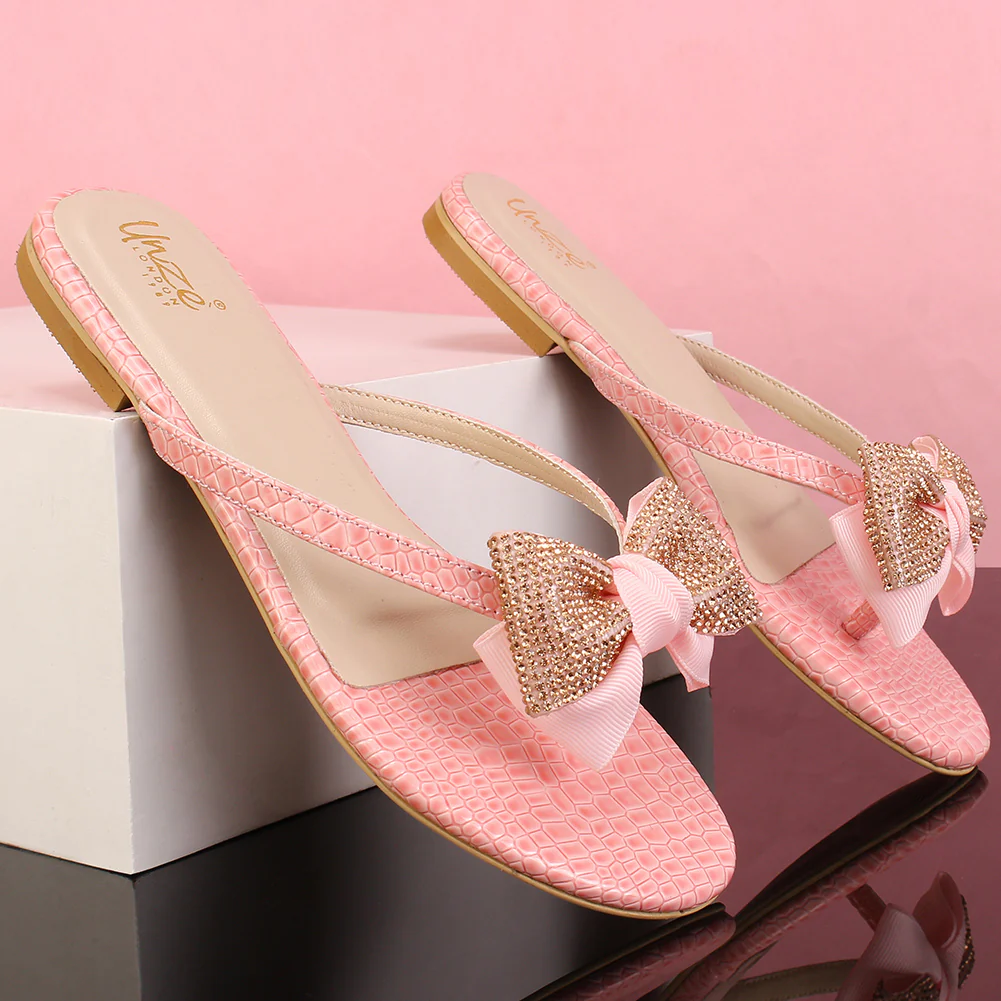 Girl’s "DAISY" Bow-Tie Flat Slippers. - Image 6