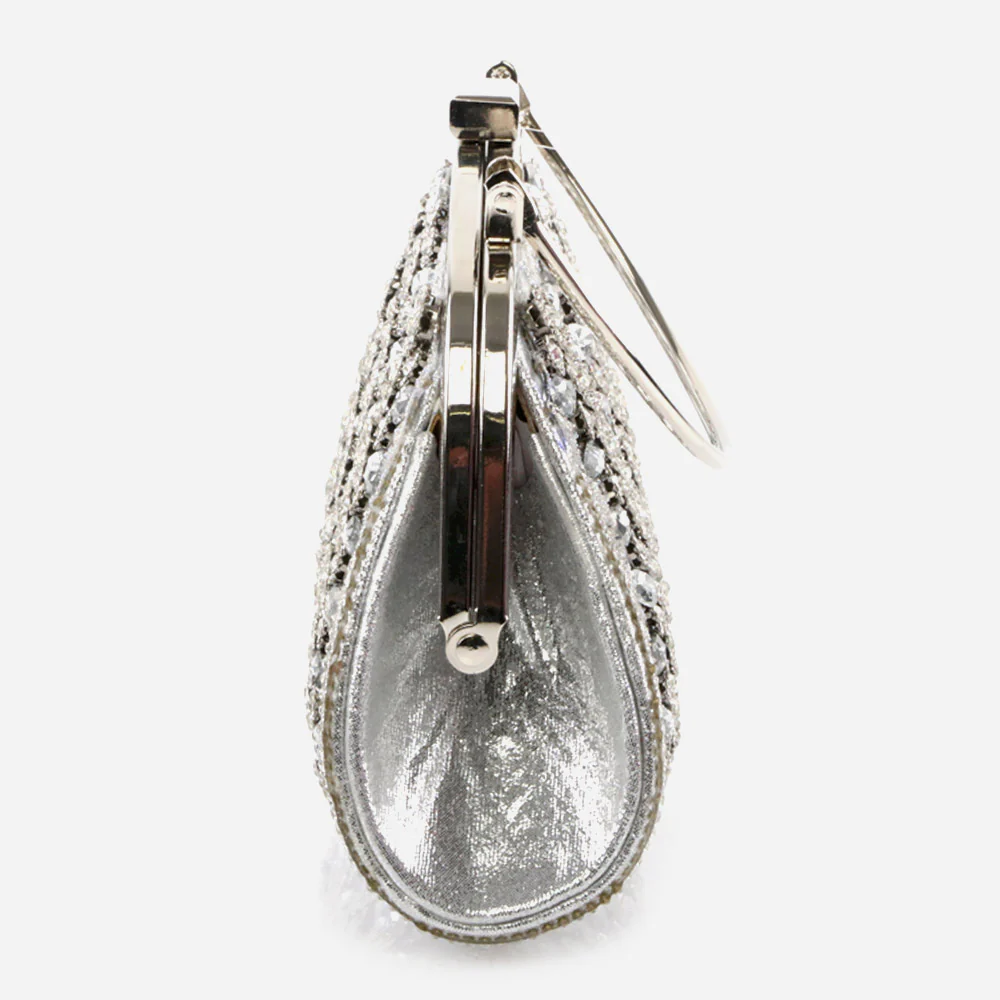 Ladies Bridal Wedding Handbags Handmade Embellished Diamante Encrusted Metal Framing with Metallic Handle Best Gift for Her - Image 4