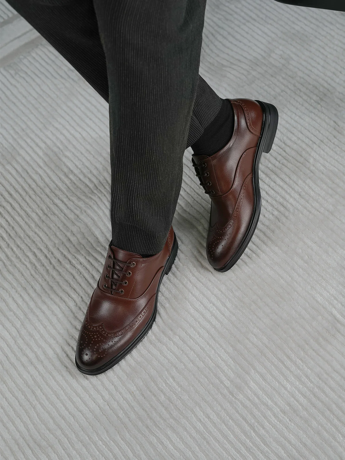 Men "ADARSH" Leather Lace-Up Formal Shoes - Image 3