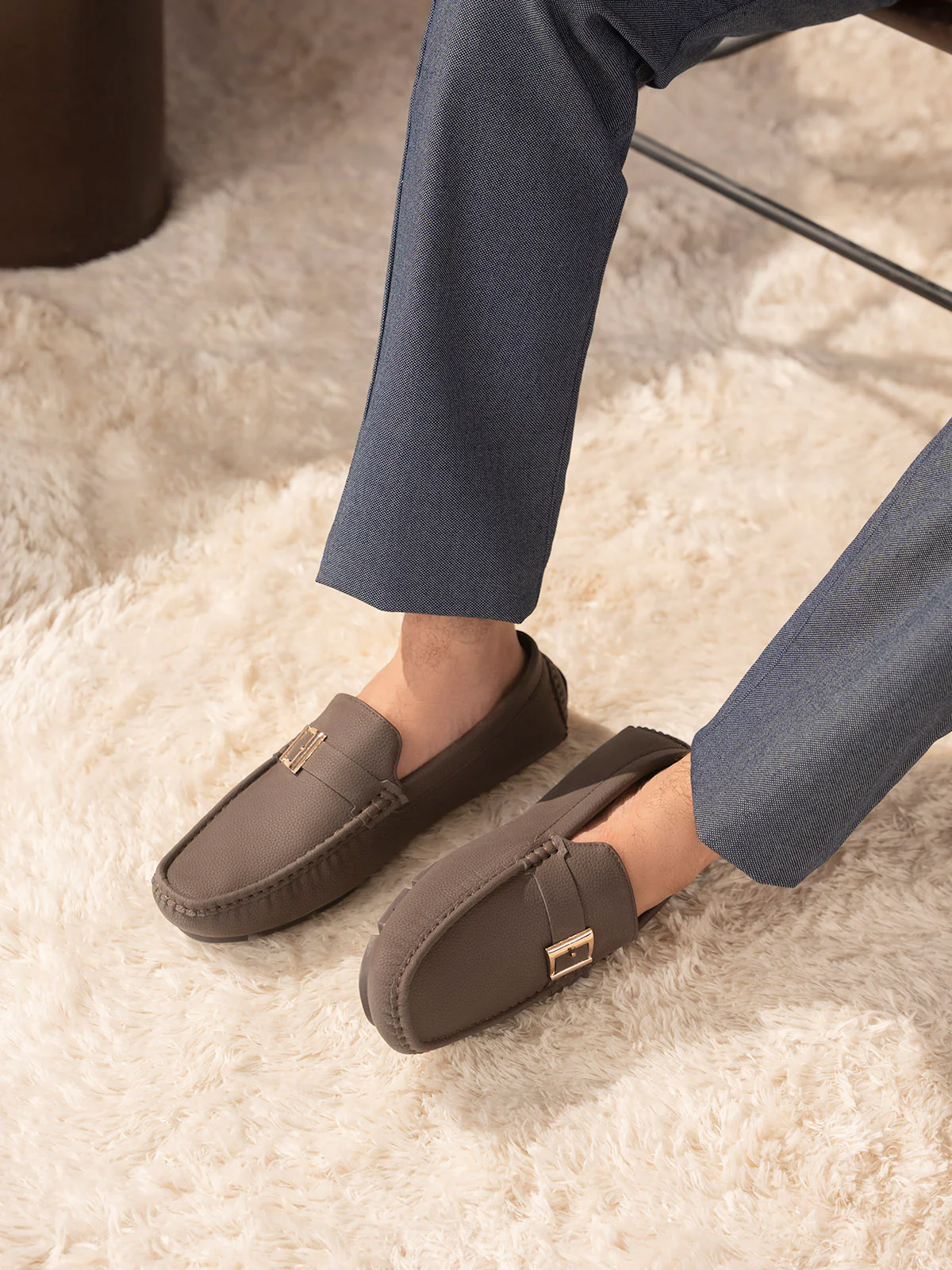 Men "BENJA" Stylish Side Buckle Moccasins - Image 3