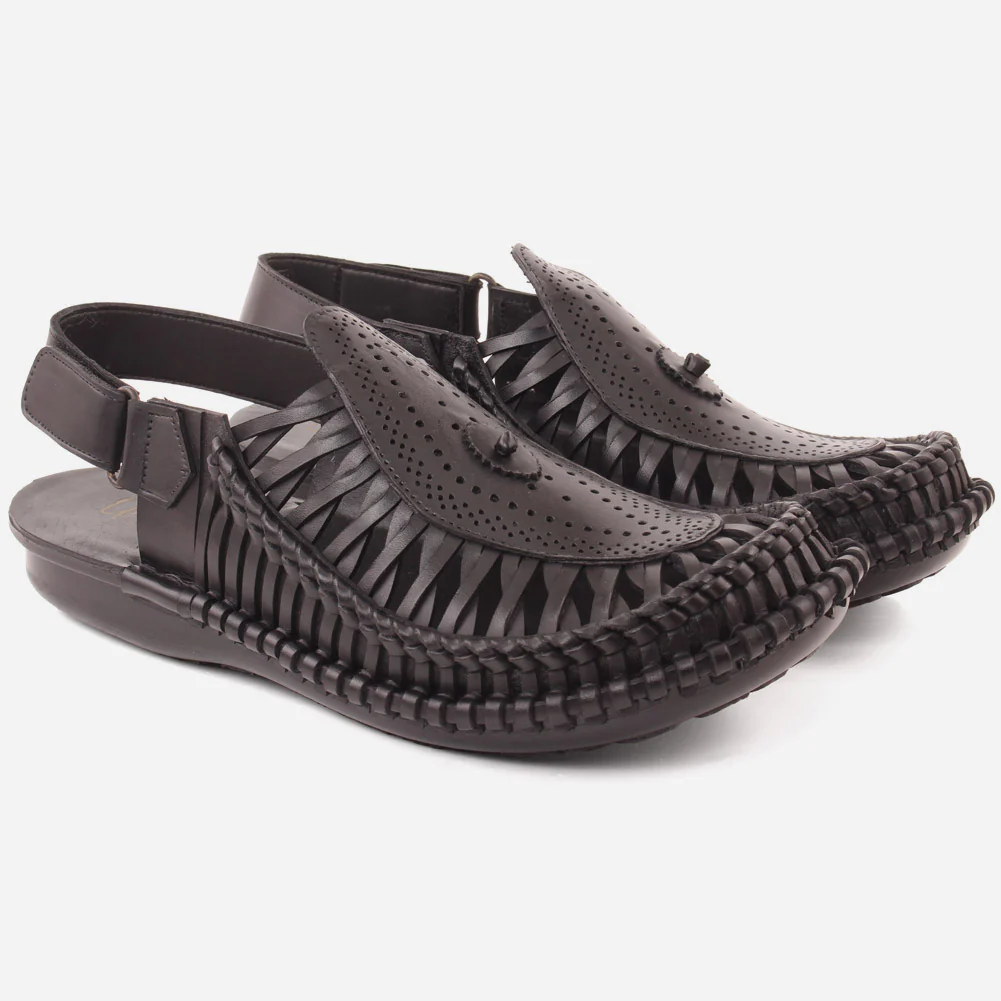 Men " TIL" Leather Adjustable Sticky Straps Sandals - Image 2