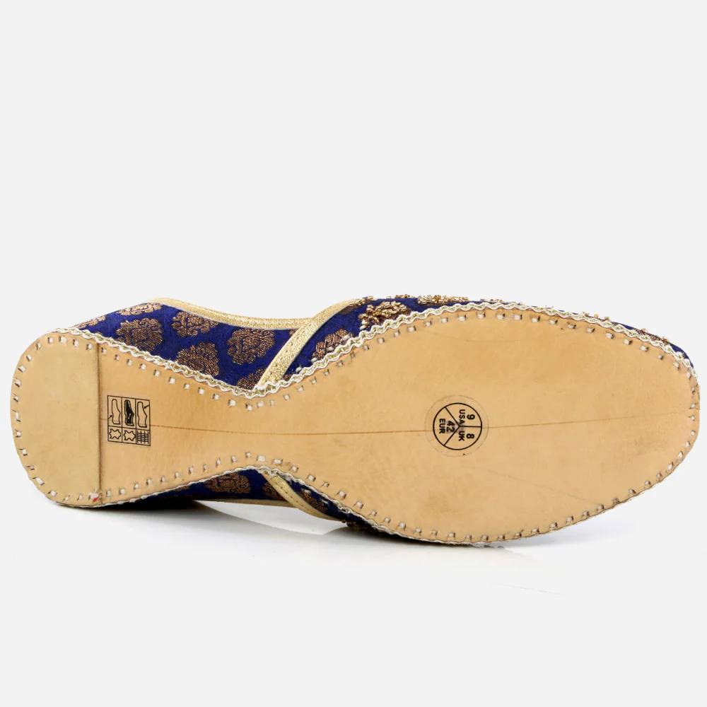 Mens Gents Sequins Embroidered Groom Leather Shoes Wedding Traditional Indian Khussa Mojaris Pumps Size - Image 5