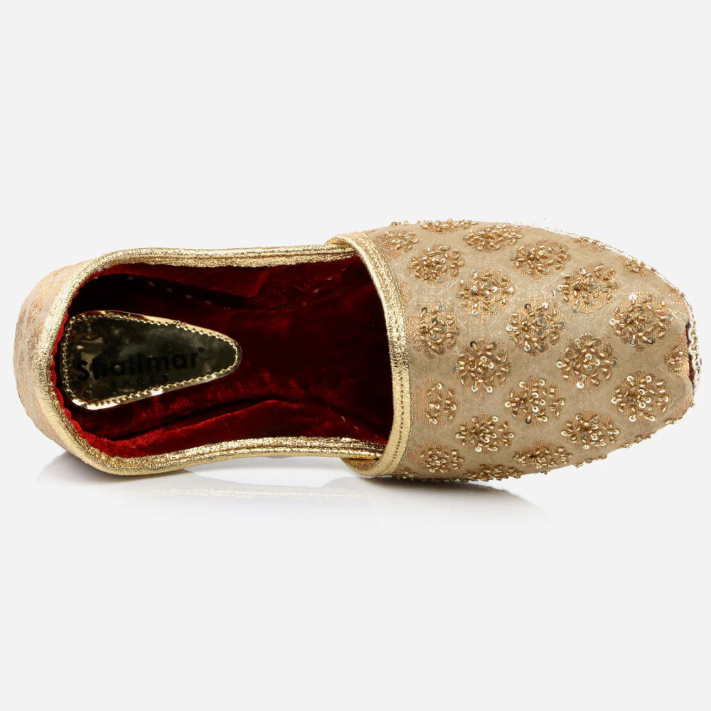 Mens Gents Sequins Embroidered Groom Leather Shoes Wedding Traditional Indian Khussa Mojaris Pumps Size - Image 4