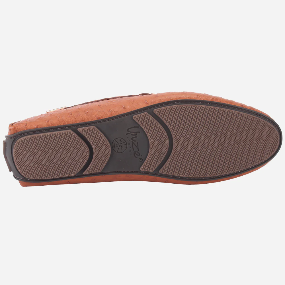 Mens "JOSHEPH" Leather Flat Slip Ons Moccasins - Image 5
