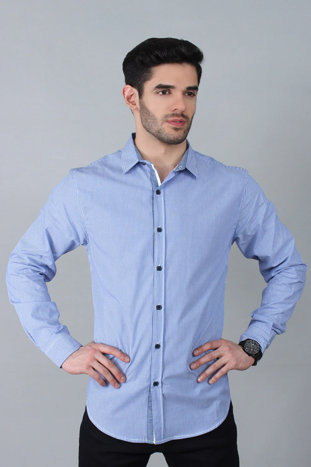 Men's "LYLA" Slim-Fit Long-Sleeve Plaid Poplin Shirt