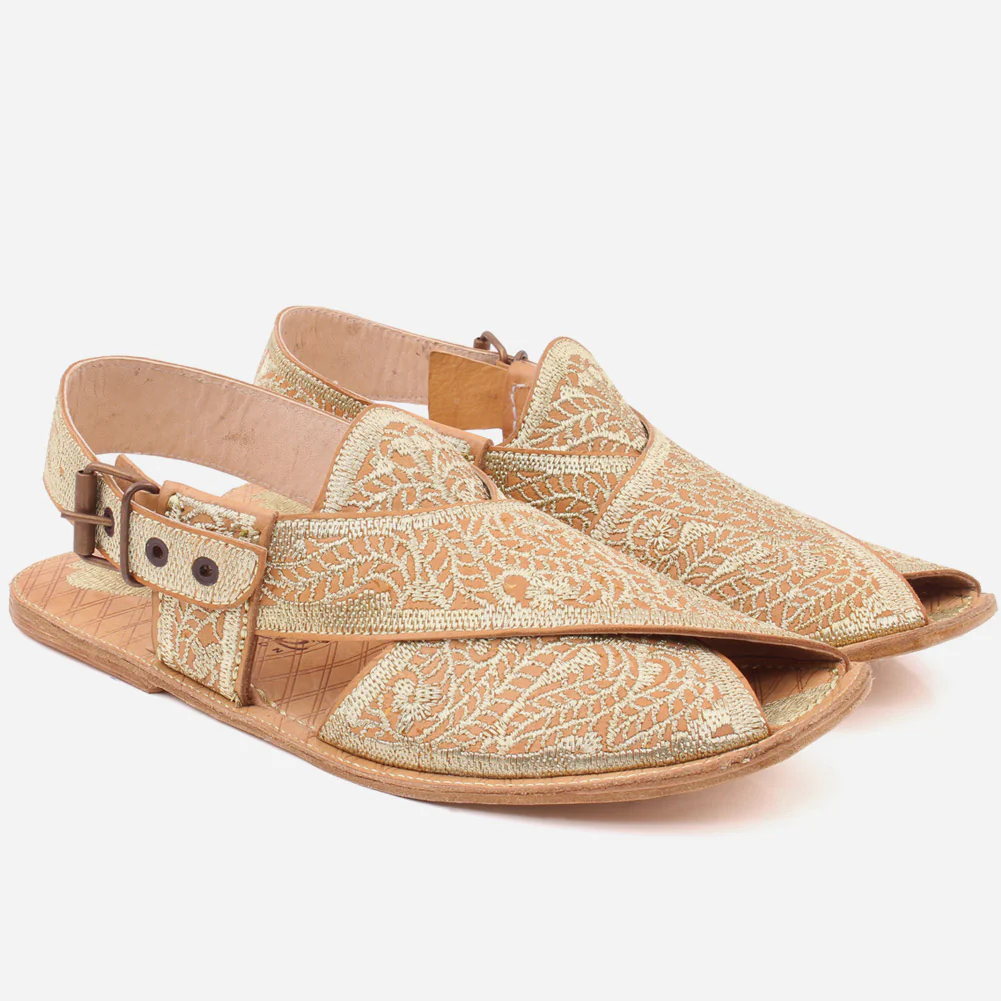 Men's "TOM" Full leather Traditional Casual Embroidered Sandals - Image 2
