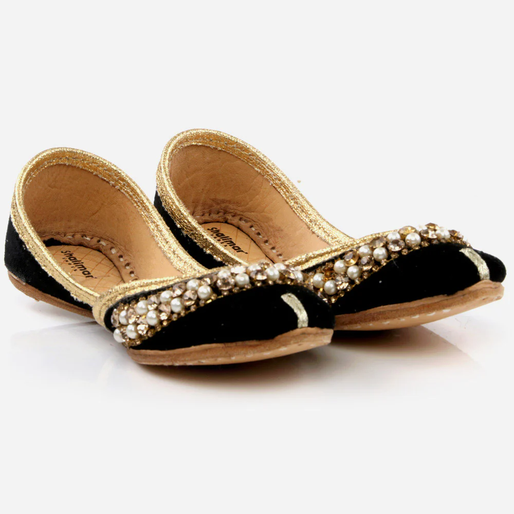 Shalimar Baby Infants Crystals Diamantes Traditional Indian Handmade Leather Khussa Jutti Mojari Children Pumps Shoes Size 1-13 UK Child - Image 2