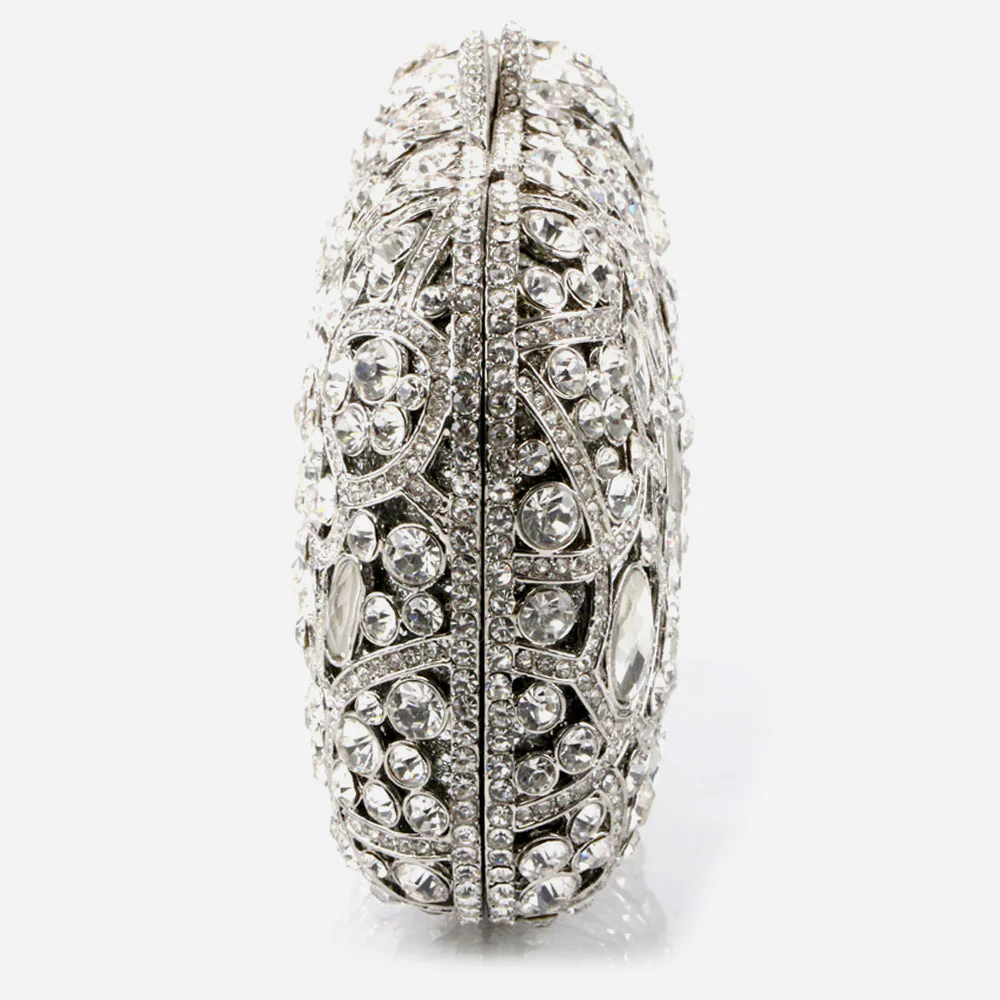 Shalimar Womens Ladies Hard Case Crystals Decorated Wedding Party Prom Evening Clutch Bridal Handbag Party Purse - Image 4