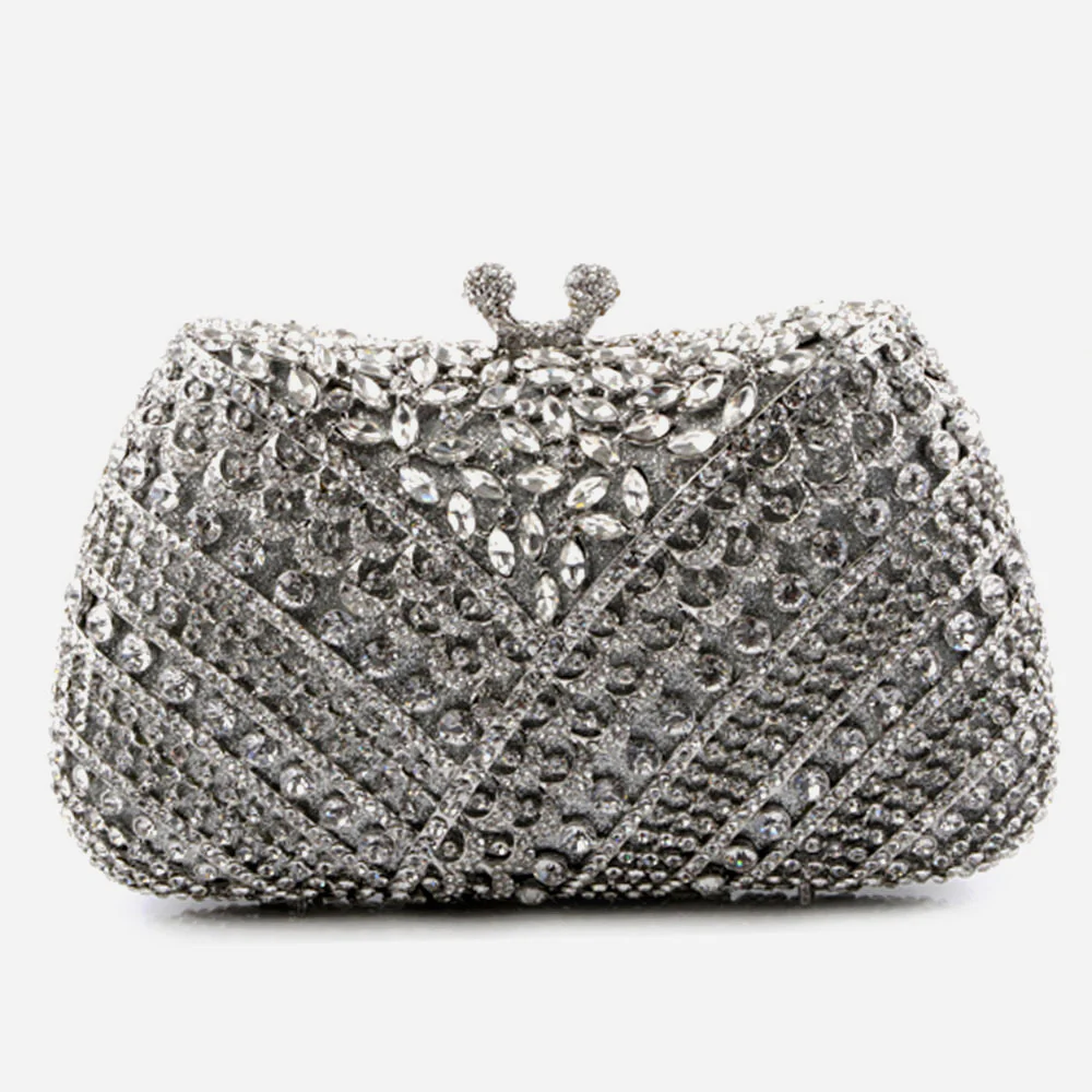Shalimar Womens Ladies High Fashion Sparkle Diamante Hard Case Clutch Bridal Prom Evening Handbag Party Purse - Image 3