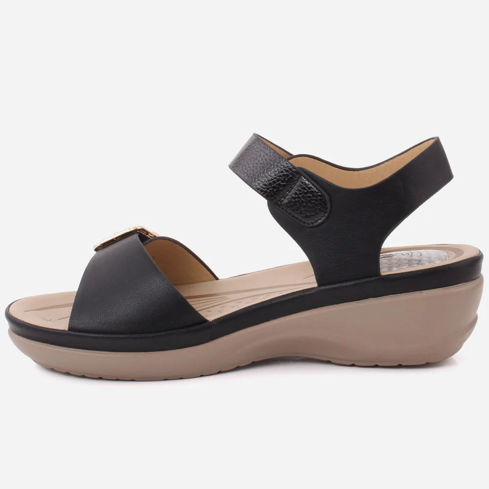 Women "ANIYAH" Ankle Strap Buckle Closure Casual Low Outdoor Wedge Open Toe Square Buckled Comfort Sandals - Image 3