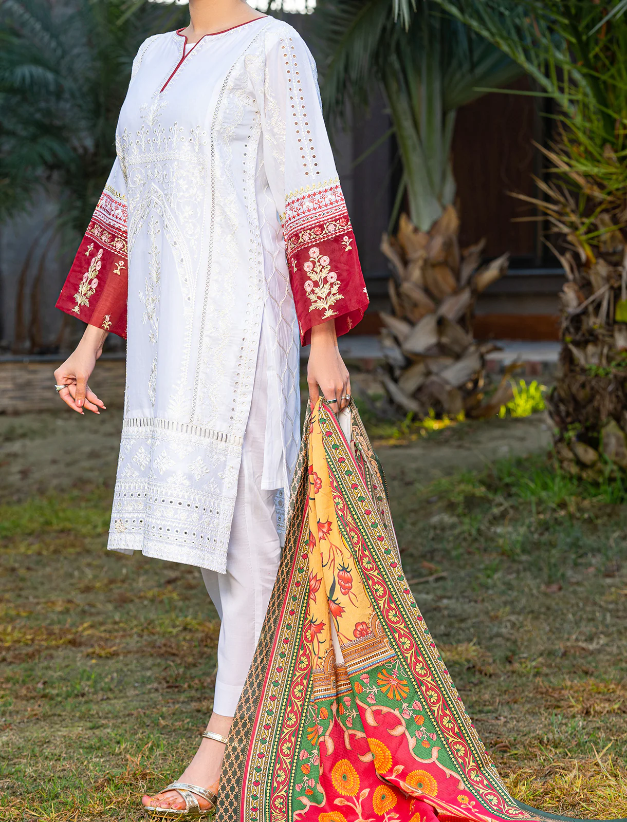 Women "BANOU" Embellished Lawn Two Piece Suit - Image 2