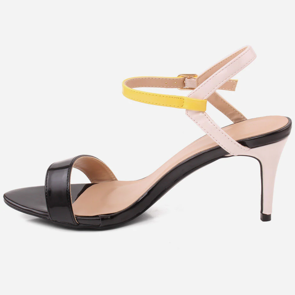 Women "BRIANNA" Open Toe Dual Color Ankle Strap Stiletto Heel Sandals - Image 3