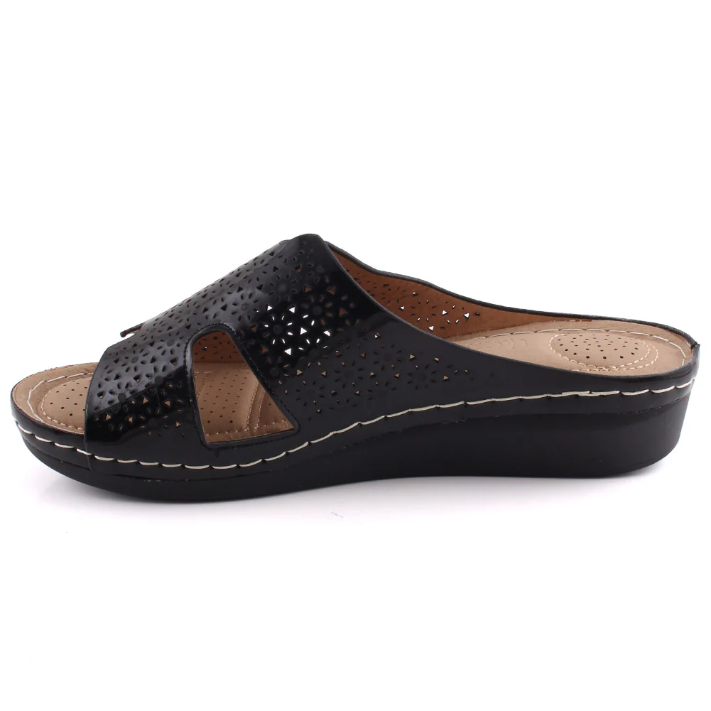 Women “HAYLEE” Open Toe Textured Comfort Wedge Slippers - Image 3