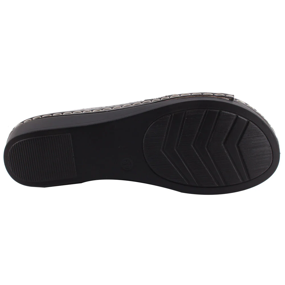 Women “HAYLEE” Open Toe Textured Comfort Wedge Slippers - Image 5