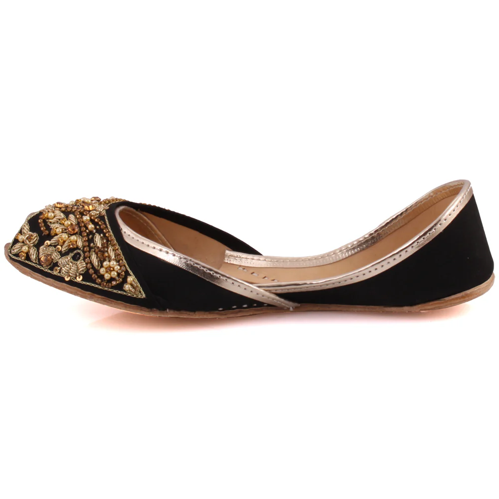 Women “JAEL” Beaded Jamawar Peep Toe Khussa - Image 3