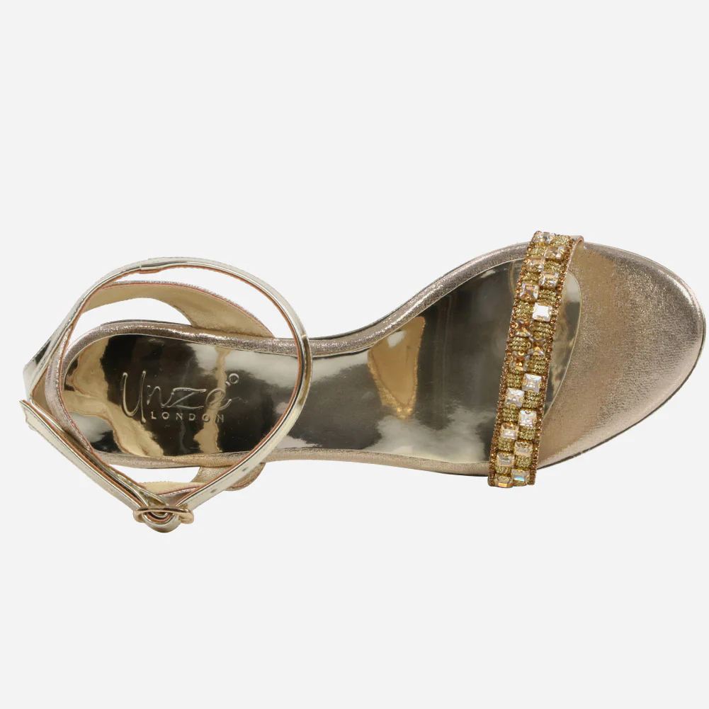 Women "JENNY" Gold Paradise Low Heel Sandals - Image 4