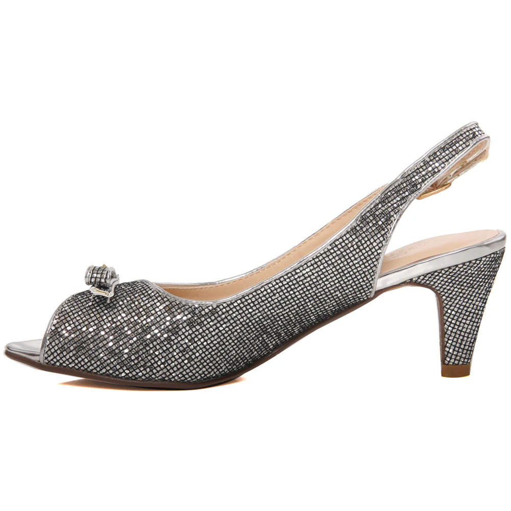 Women “JOI” Sling Back Peep Toe Glitter Sandals - Image 3