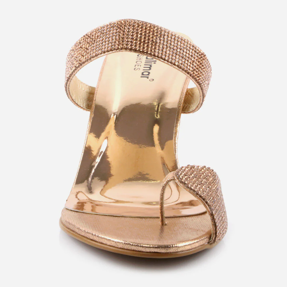Women Ladies Crystals Adorned Toe Ring Single Bar Stiletto Slide in Party Evening Bridal Comfy Fashion Sandals Shoes - Image 4