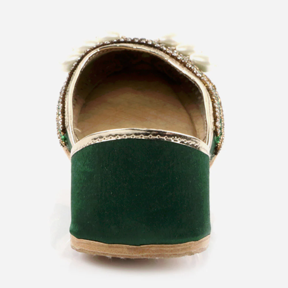 Women Ladies Embellished  Mojaris Traditional Indian Wedding Bridal Slip Ons Evening Party Handmade Leather Khussa Pumps Shoes - Image 5