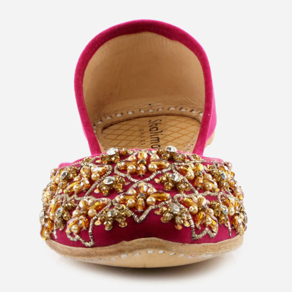 Women Ladies Sequins Detailing Traditional Indian Wedding Bridal Slip Ons Evening Party Handmade Leather Khussa Pumps Shoes - Image 4