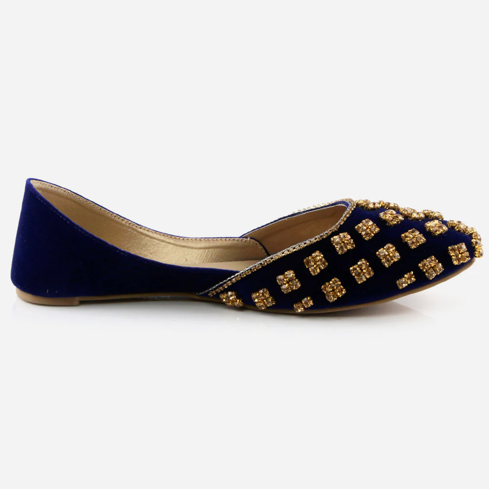 Women Ladies Sequins Embroidered Decorated Jotis Mojaris Traditional Indian Slip Ons Handmade Leather Khussa Pumps Shoes - Image 2