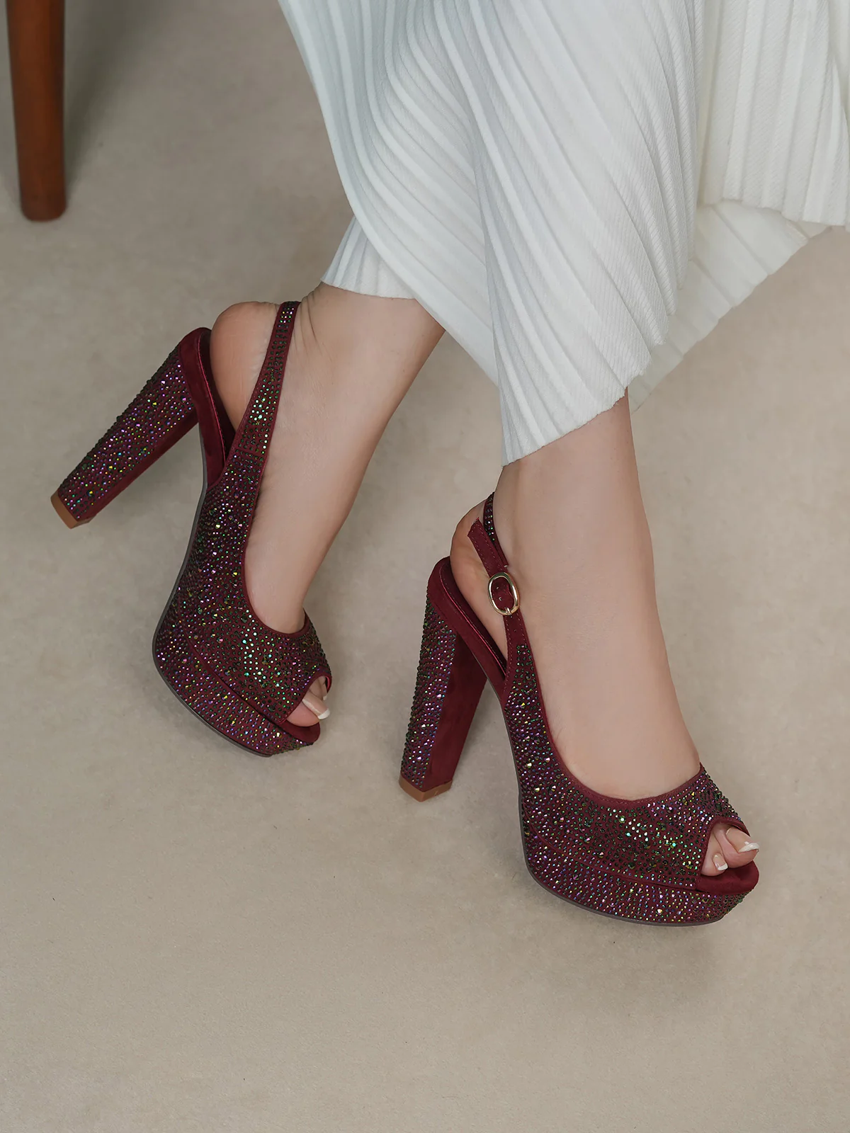Women "NEXALLI" Fancy High Block Heel Sandals
