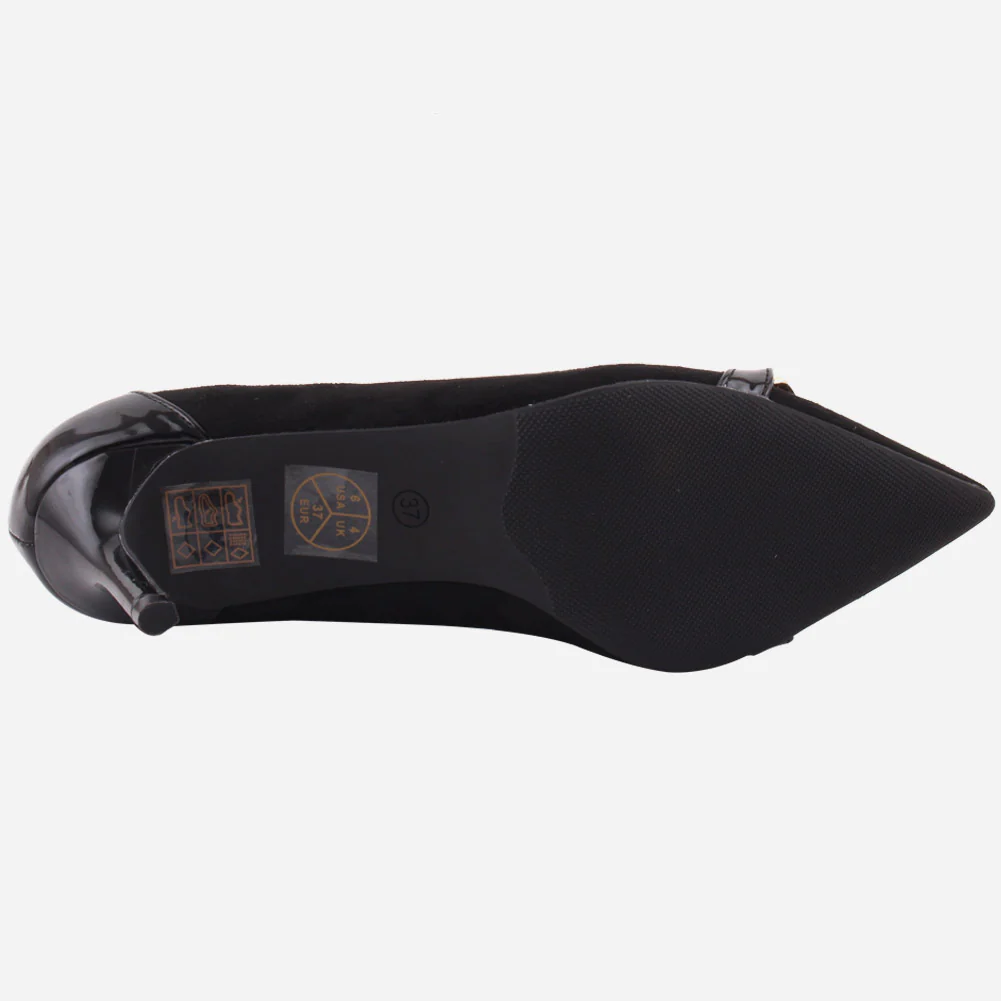 Women "ROMILY" Suede Platform Chain Buckle Patent  Stiletto Court Shoes - Image 5