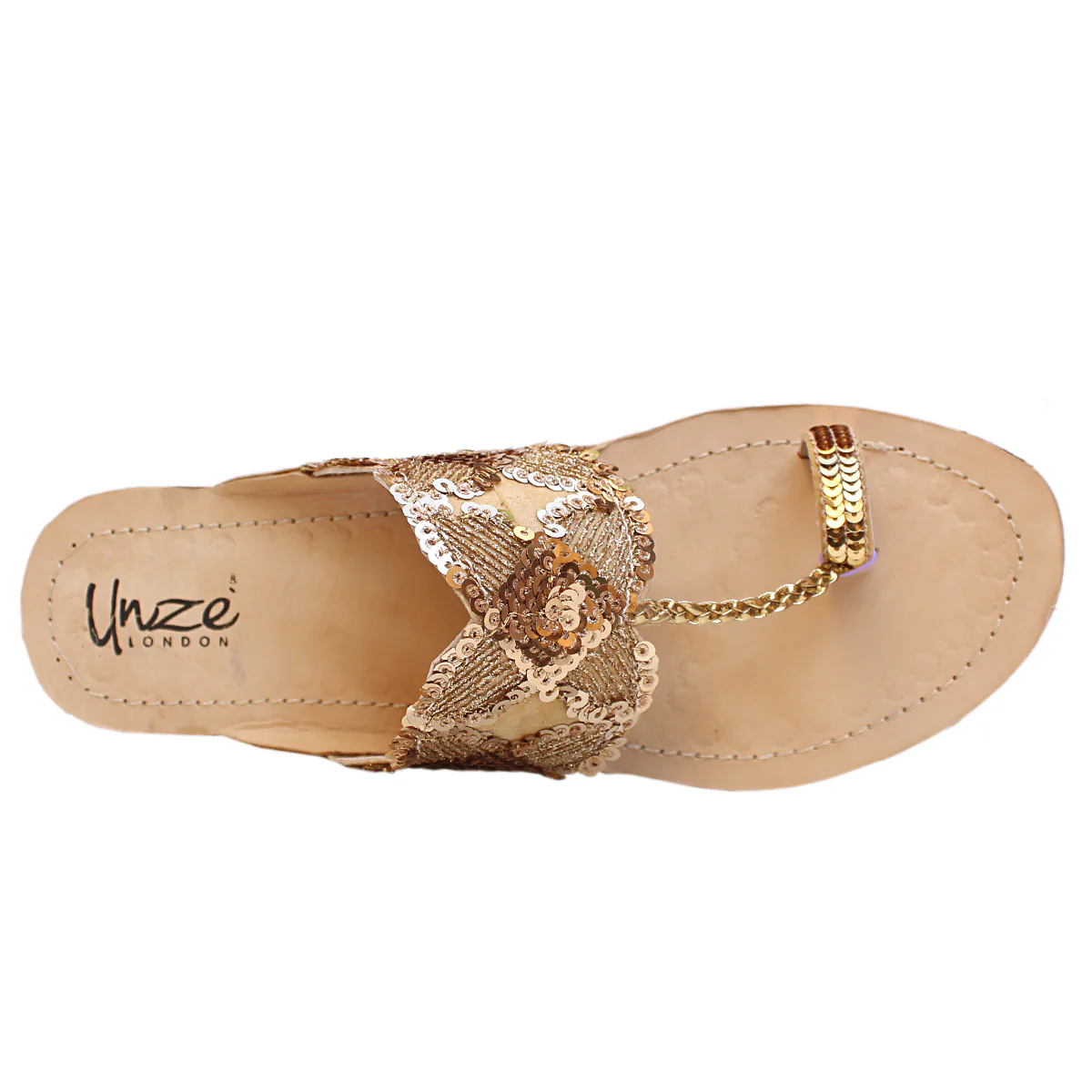 Womens "AFET" Decorated Leather Kohlapuri Slippers - Image 4