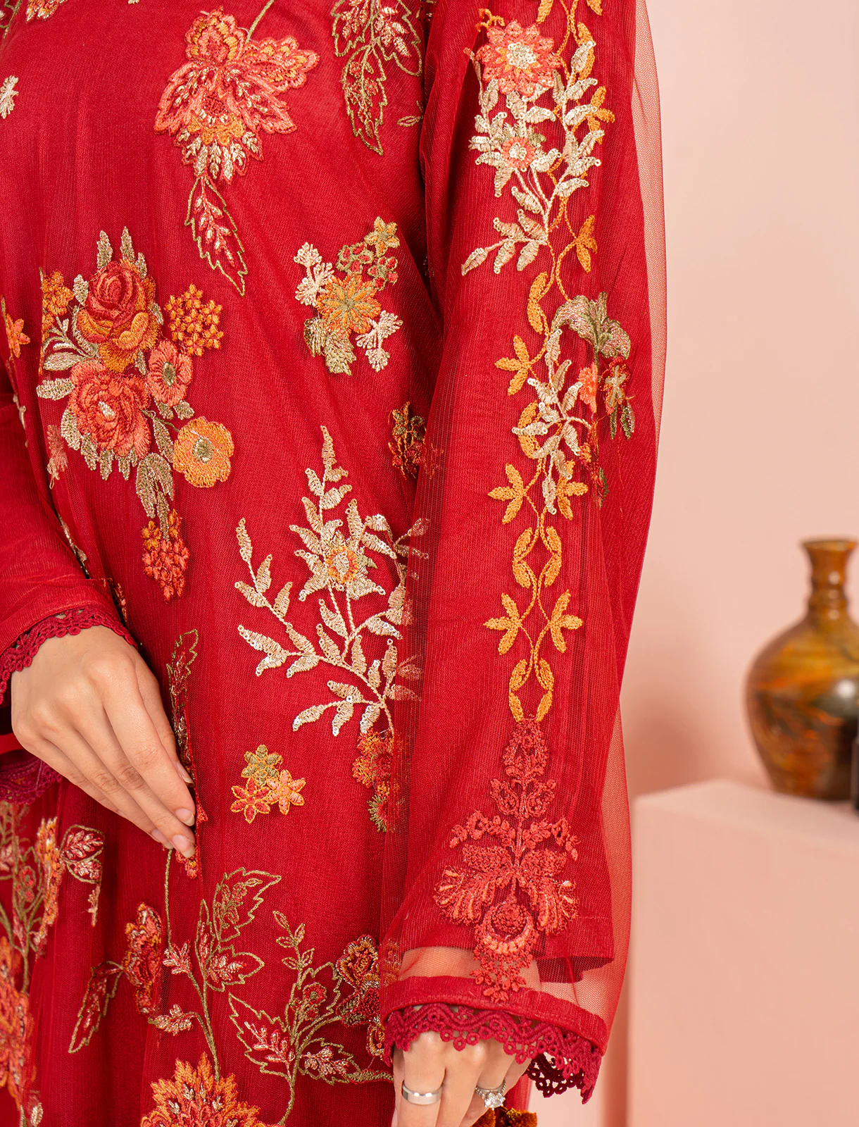 Womens "AMINA" EMB Net Three Piece Suit - Image 3
