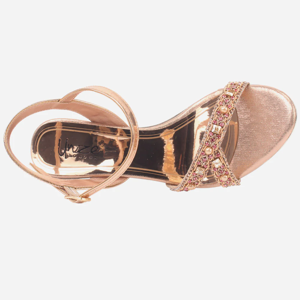 Womens "ARUNA" Crystals Embellished Platform Sandals - Image 4