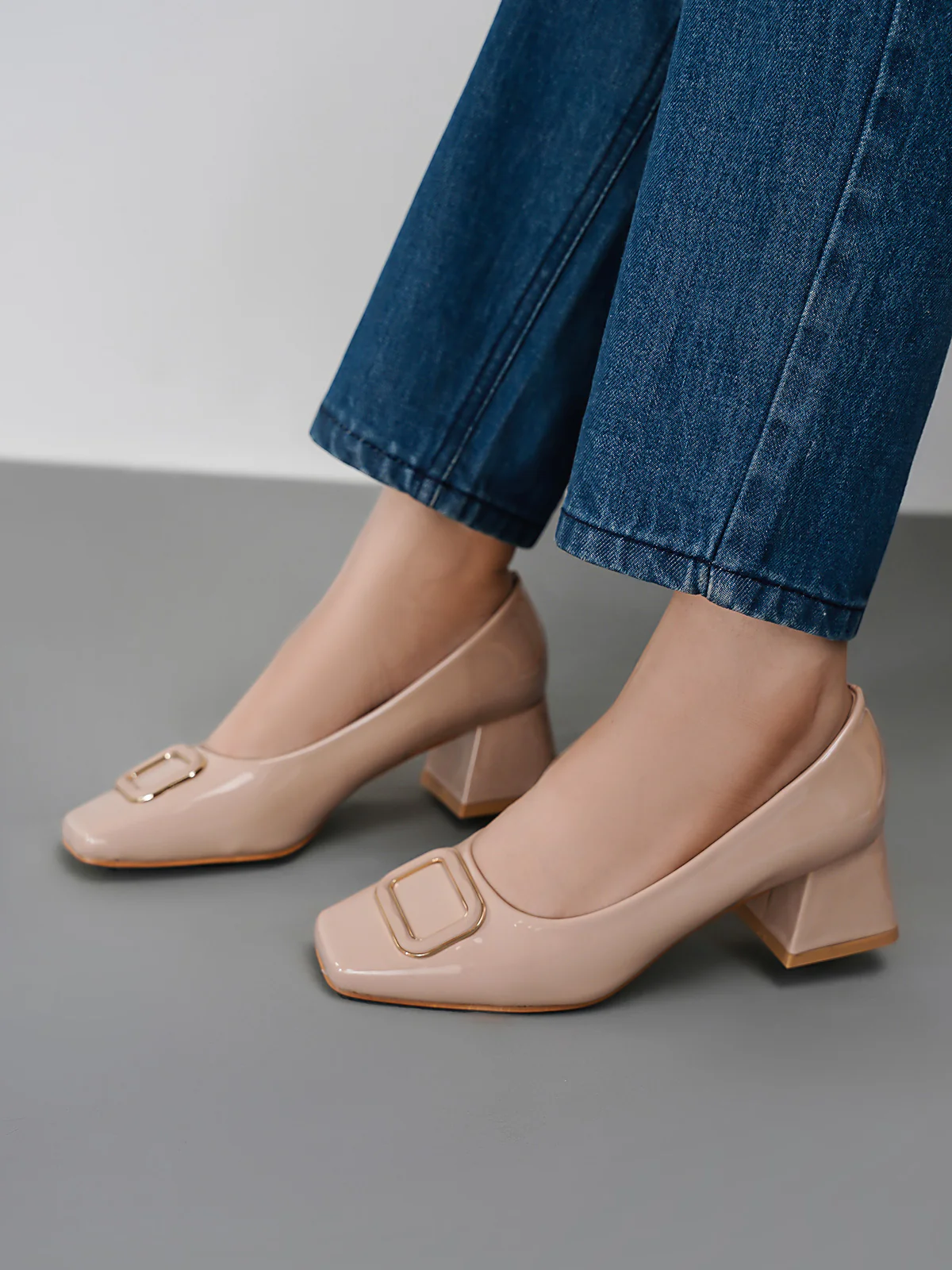 Women's "AWILDA" Square Toe Block Heel Courts - Image 3