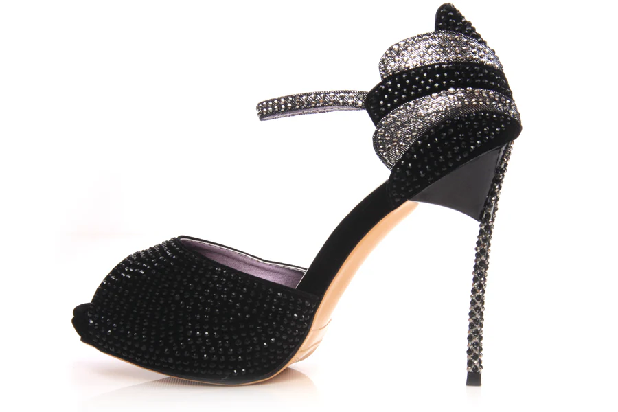 Womens Dazzling Peep Toe Platform High Heels - Image 3
