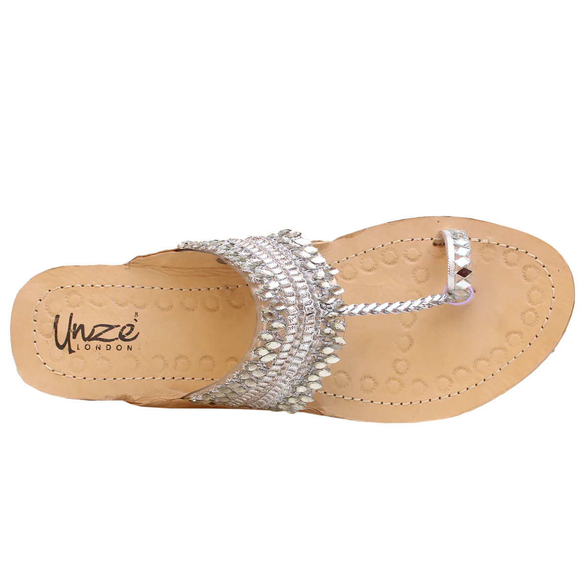 Womens "EMIN" Decorated Leather Kolhapuri Slippers - Image 4