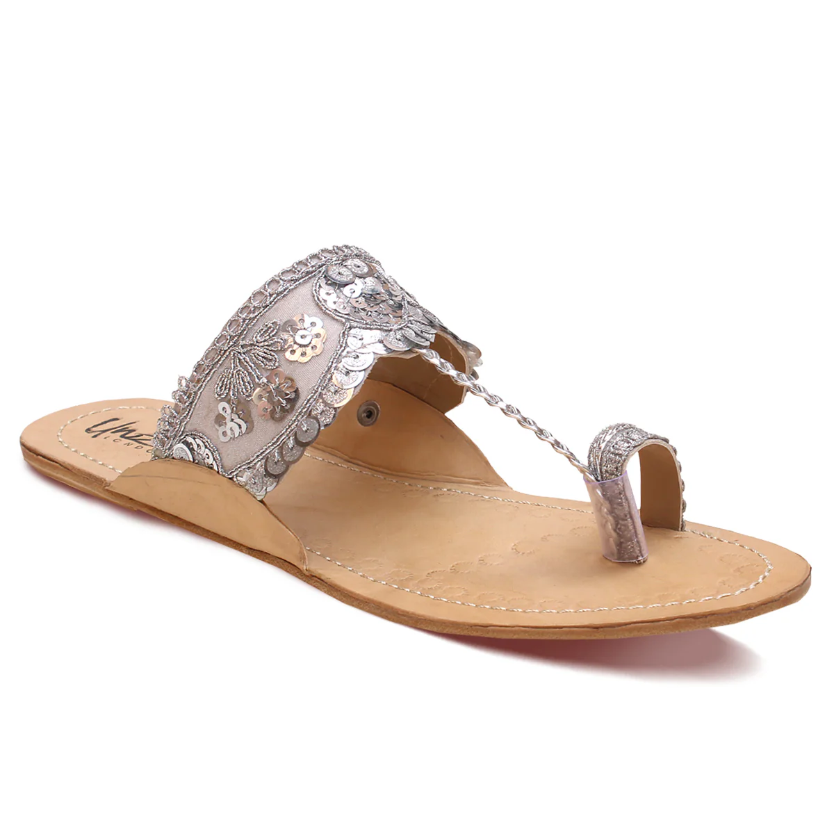 Womens "GULIZER" Decorated Leather Kolhapuri Slippers