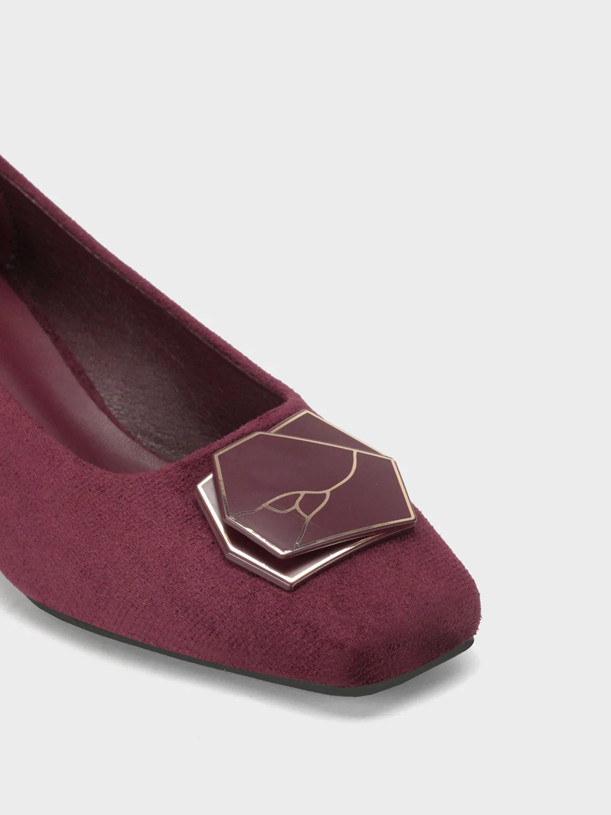Womens "NETAN" Block Heel Decorated Courts - Image 4