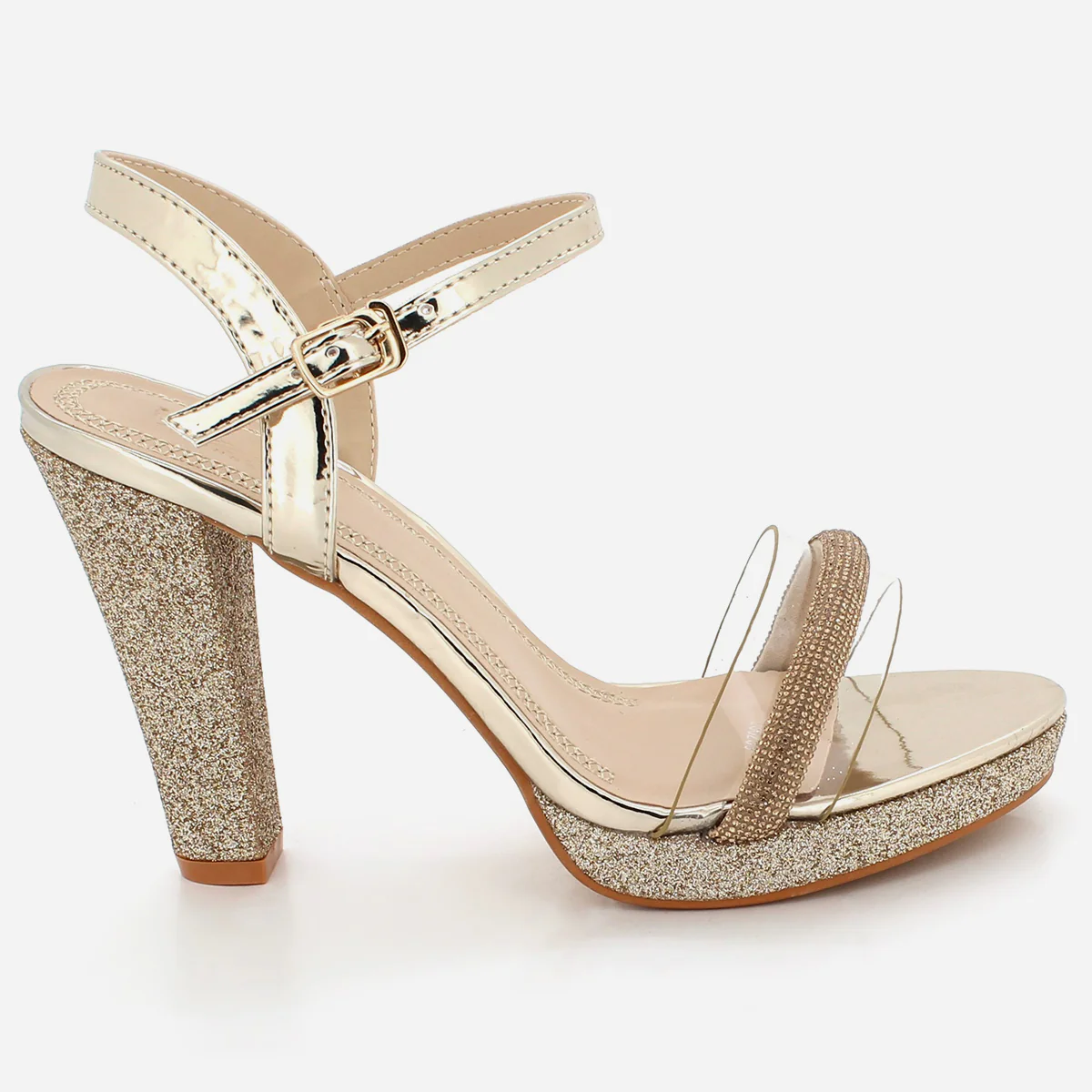 Womens "YUVA" Embellished Block Heel Slide-In Sandals - Image 2